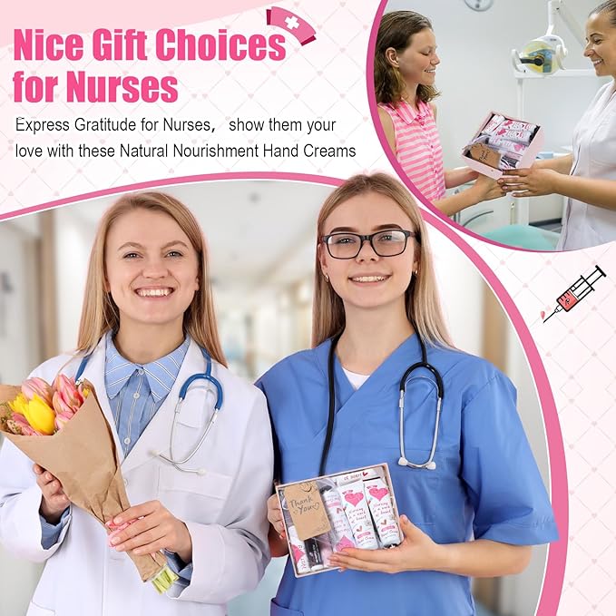 Nurse Appreciation Gifts Set Thank You Gifts Lip Balm Hand Cream for Dry Cracked Hands with Organza Bags Thank You Tags Jute for Party Holiday Nurse' Day(24 Sets)