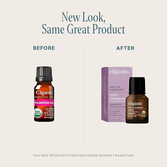 Cliganic Organic Palmarosa Essential Oil, 100% Pure Natural Undiluted (10ml), for Aromatherapy | Non-GMO Verified (Packaging May Vary)