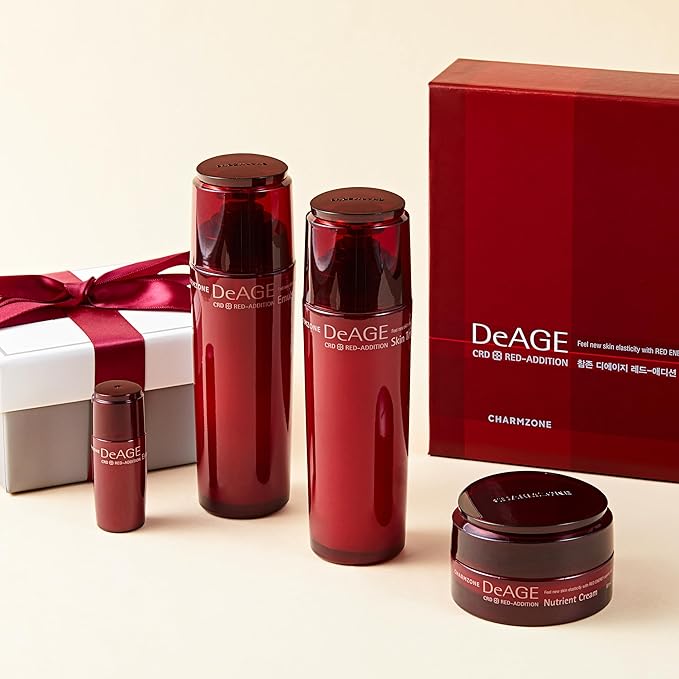 CHARMZONE DeAge Red Addition Set of 3, Red Wine Anti-aging Korean skin care routine Hydrating Nourishing (10.98 fl.oz)