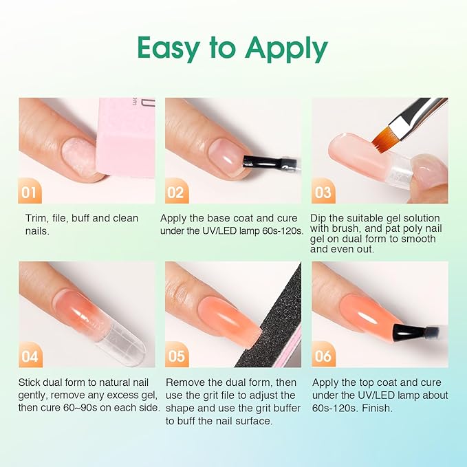 ROSALIND 8PCS Poly Nail Gel Kit with Mini Nail Lamp Clear Nude Poly Nails Gel Kit Starter Kit Nude Pink Nail Extensions Gel Set