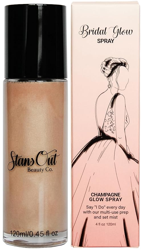 StansOut Beauty Co Bridal Glow Setting Spray | Dewy Illuminating Face Mist Fixing Spray for Makeup Finish | Long-Lasting Makeup Setting Spray for Face Paint, Dewy Finish, and Mature Skin 120ml