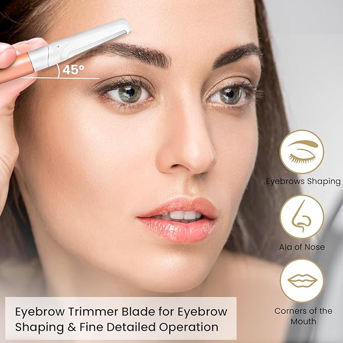 Dermaplaning Tool for Face Exfoliation, with 20 Replaceable Blades, Facial Shaver/Eyebrow Razor, Peach Fuzz Removal Eyebrow Shaper for Women, Easy to Use Dermaplaner Help Exfoliate and Smooth Skin