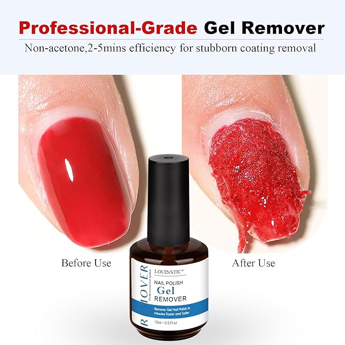Gel Nail Polish Remover-2pcs with Nail Steel Pusher, Scraper and 2 Pieces Nail File, Quickly Remove Gel Polish in 2-5 Minutes at Home, No Need to Wrap and Soak
