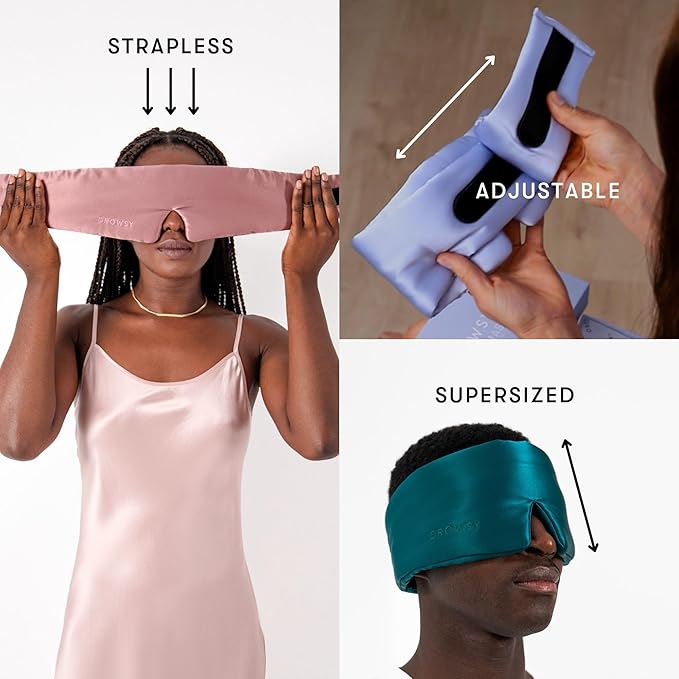 DROWSY Silk Sleep Mask. Face-Hugging, Padded Silk Cocoon for Luxury Sleep in Total Darkness. (Cosmic Energy)