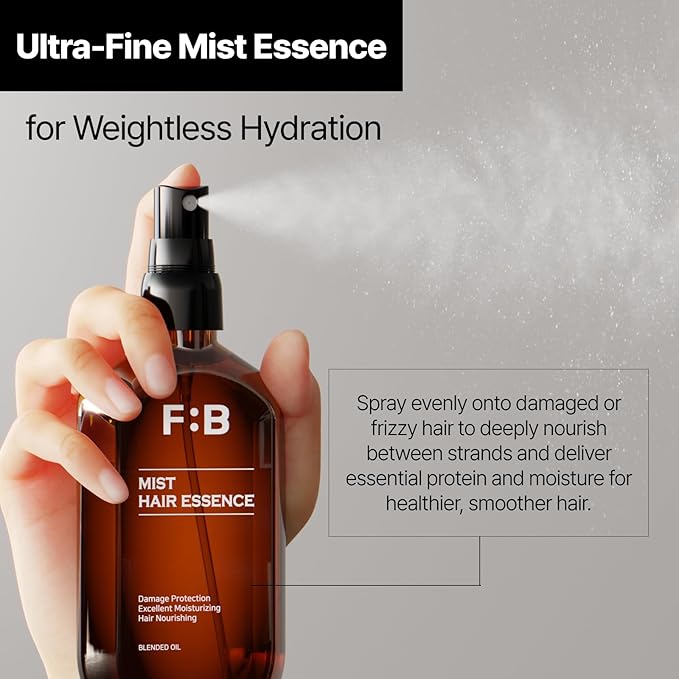 [Forbeaut] Mist Hair Essence – Lightweight Leave-In Treatment Spray for Damaged Hair, Daily Use, Silky Protein Care for Shine & Elasticity, Salon-Like Finish, Woody Citrus Scent, 100ml / 3.7 fl.oz