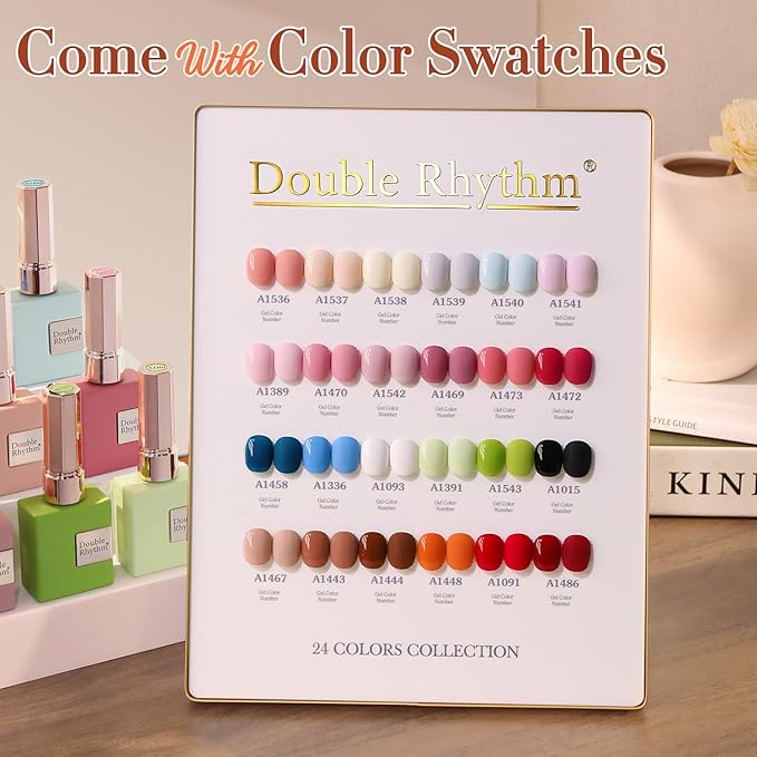Double Rhythm 28Pcs 0.5Oz Gel Nail Polish Set Same Color Same Bottle Soak Off Gel Polish Kit Nail Art Manicure Salon DIY at Home for Women (White Pink Collection-T24-2)
