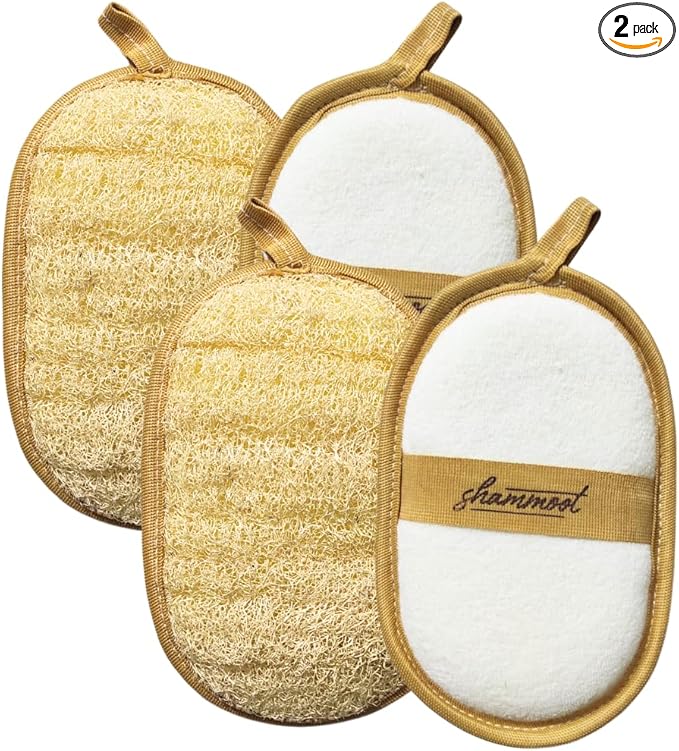 Natural Loofah Exfoliating Body Scrubber – Jordanian Natural Loofah Sponge Exfoliates Face & Body for Healthier Skin – 2-Sided Lufas for Men & Women – Body Wash Scrubber (Pack of 2)