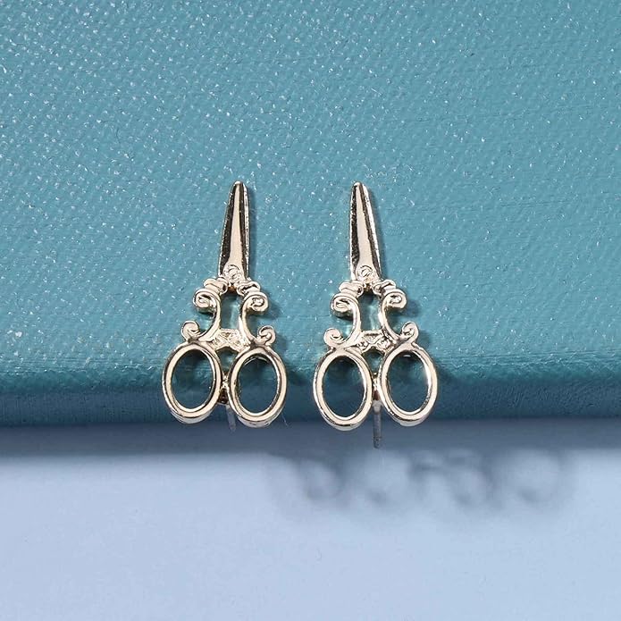 Punk Scissors Stud Earrings Gold Barber Earrings Minimalist Petite Earrings Personalized Earrings for Women and Girls Hair Stylist Gifts