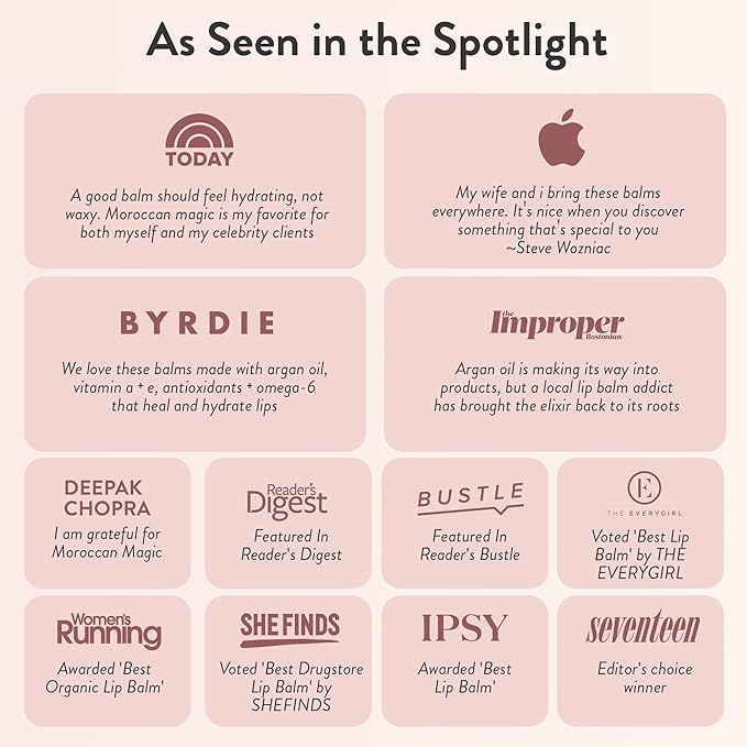 Moroccan Magic Organic Elderberry & Manuka Honey Lip Balm 3 Pack | Ultra-Hydrating Argan Oil Lip Moisturizer + Vitamin E | Natural Chapstick for Dry Lips | Smooth, Non-Toxic | Organic Lip Balm