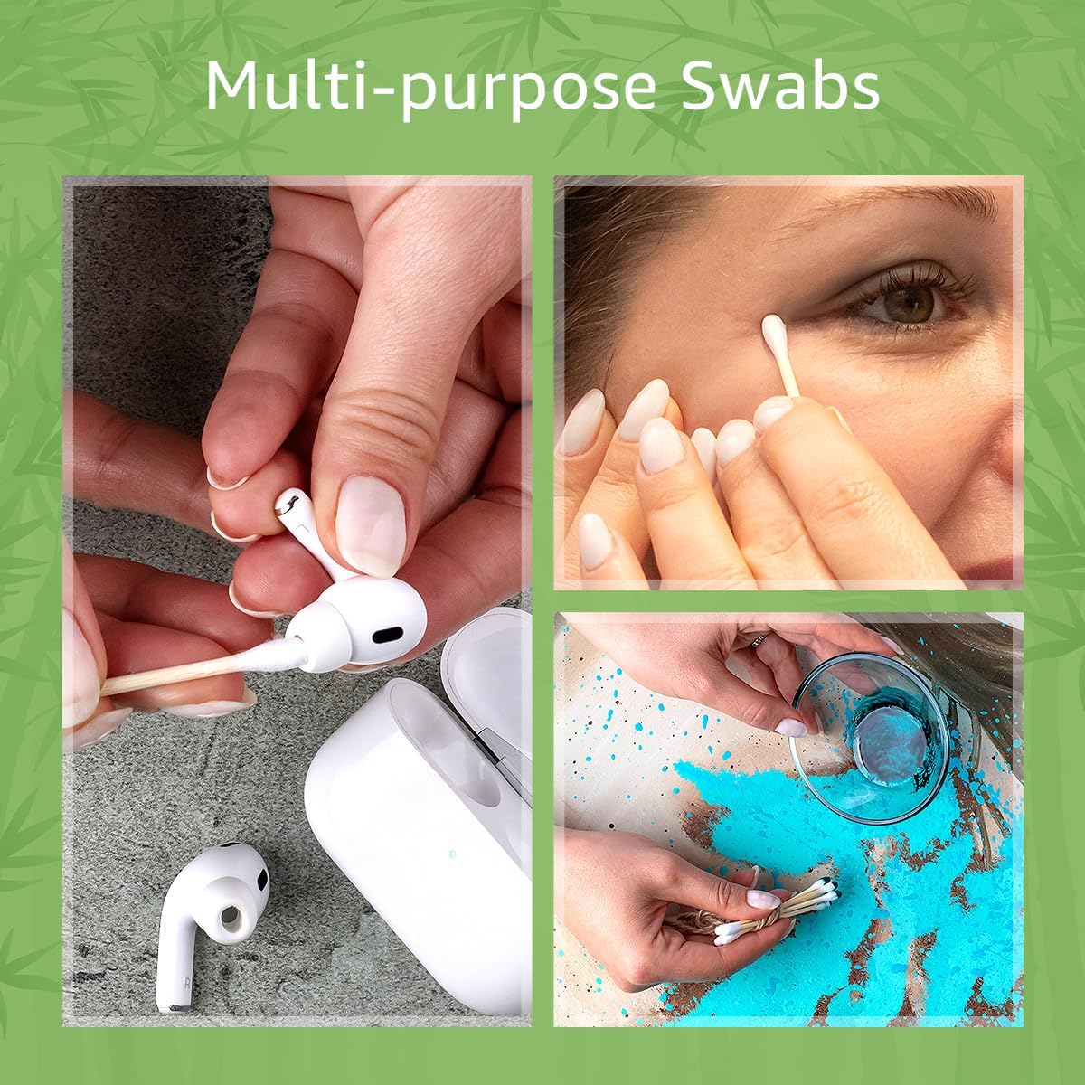 100% Bamboo Cotton Swabs (1000-Pack) | Double Tipped Organic Cotton Swabs for Ears | Biodegradable Beauty & Personal Care Items | FSC Certified & Hypoallergenic | For All Ages & Pets