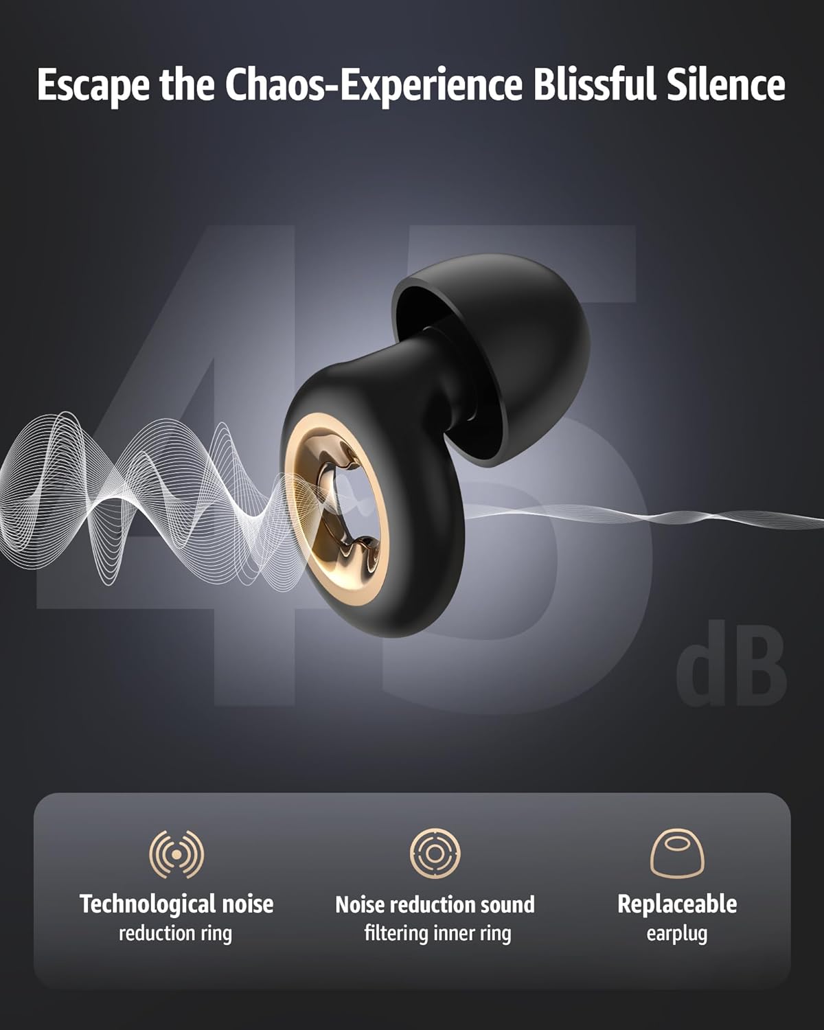 Ear Plugs for Sleeping 45DB Noise Cancelling: Ultra-Comfy Reusable Noise-Reducing Earplugs for Concerts & Travel & Snoring-Silicone Hearing Protection Earbuds with 8 Eartips