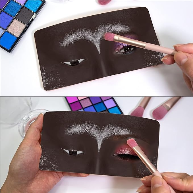 Makeup Mannequin Face, 3D Silicone Makeup Practice Face/Makeup Mannequin Face, Come with Makeup Brush, Makeup Removal, Cleanser&a Velour Bag, for Professional Makeup Artists/Beginners