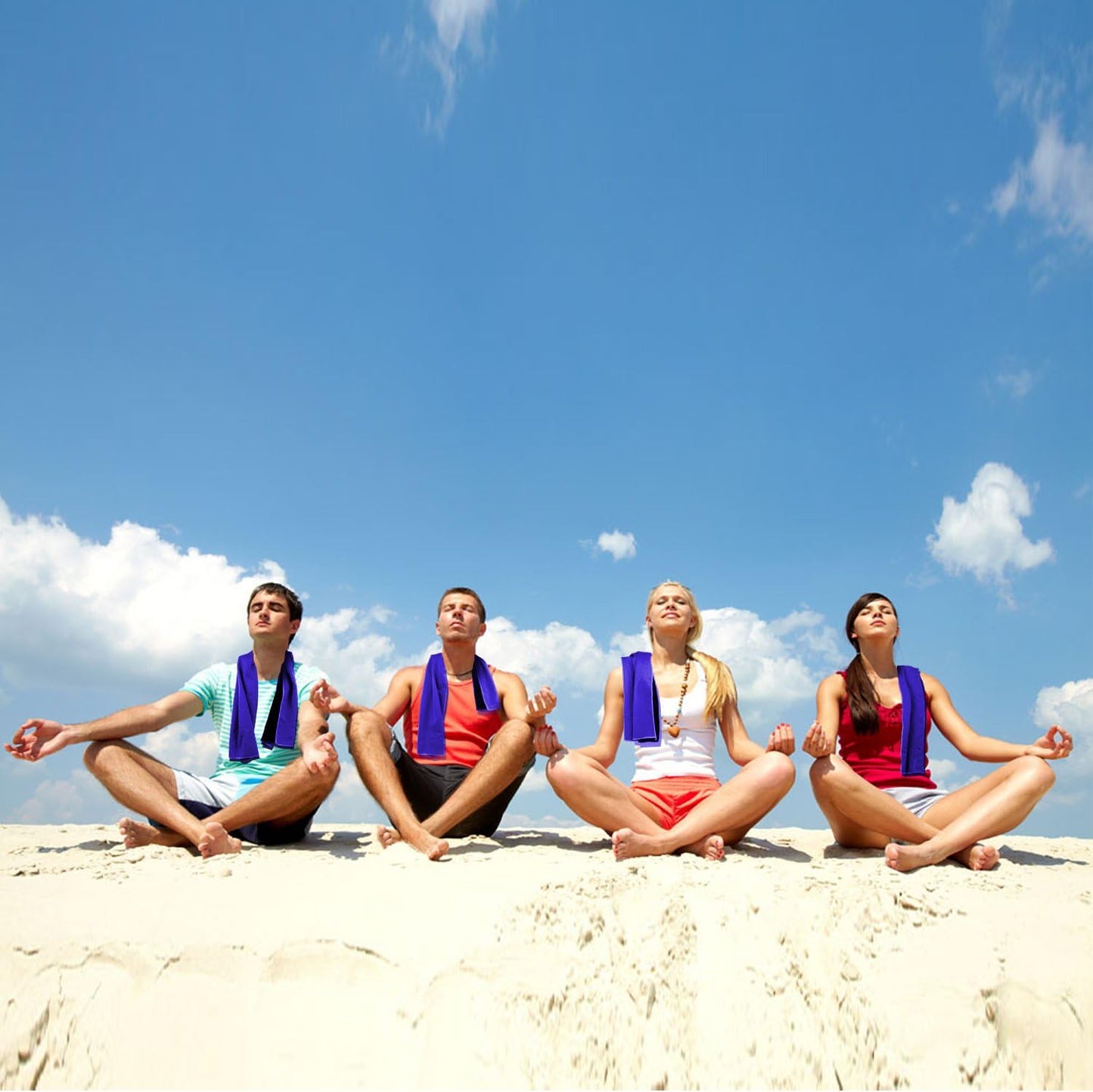 Biange Cooling Towel (Pack of 20, 40"x12") with Pouches for Sports, Workout, Fitness, Gym, Yoga, Golf, Pilates, Travel, Camping & More