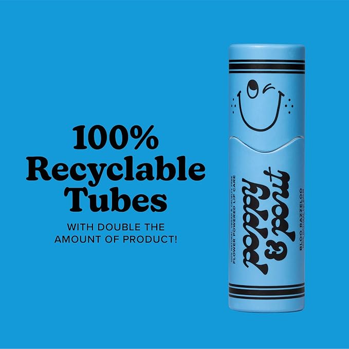 Poppy & Pout Kids Jumbo Lip Balm | All Natural Lip Balms & Moisturizers | Hydrates with Beeswax, Vitamin E, Organic Coconut Oil | Cruelty-Free | Lip Balm in Recyclable Cardboard Tube (Bloo Razzeloo)