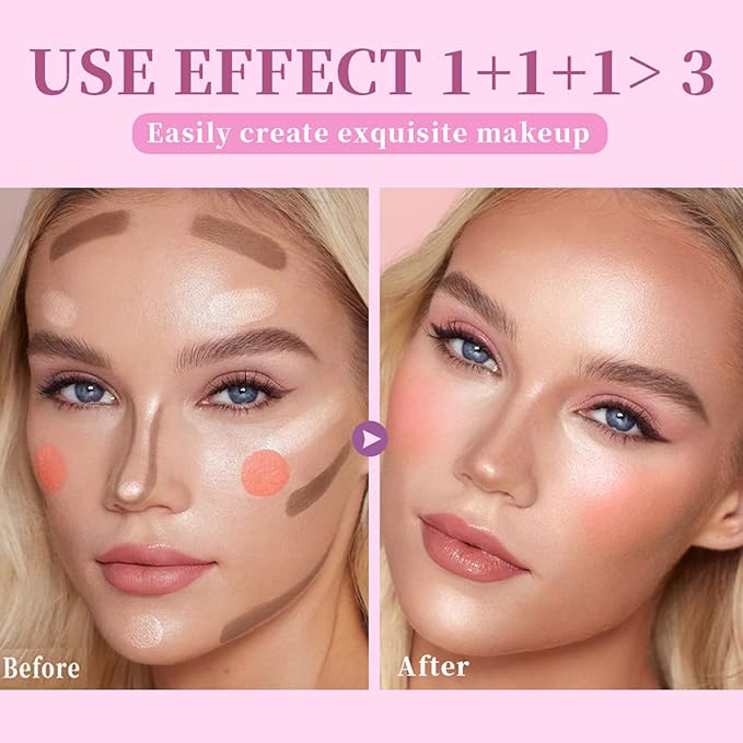 Matte Dewy Liquid Blush, Silky Smooth Cream Soft Blush Stick Natural Matte Finish, Long-Lasting Waterproof and Sweat proof Blush Stick Makeup for Cheek Lip eye, Cruelty-free,01 Pink