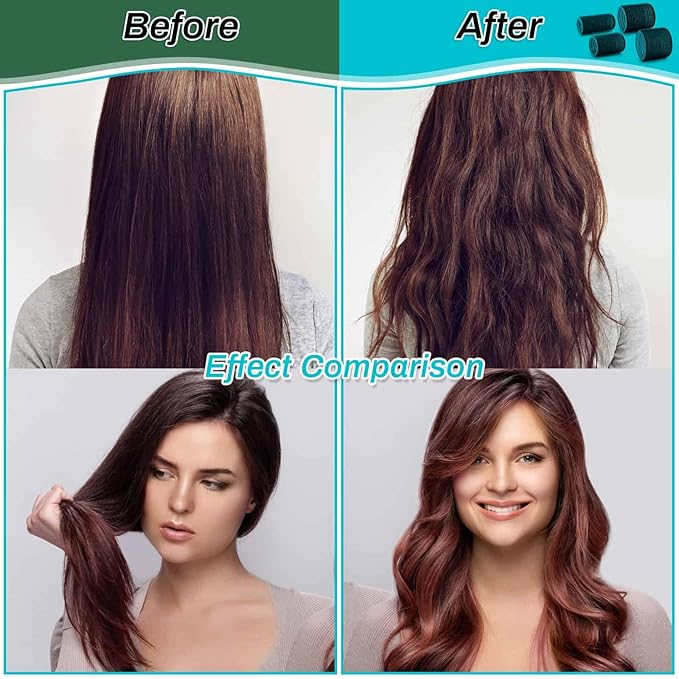 Selizo Hair Curlers 36 Pcs Set with 24Pcs Hair Curlers 4 Sizes and 12 Pcs Hair Clips for Long Medium Short Thick Hair, Black