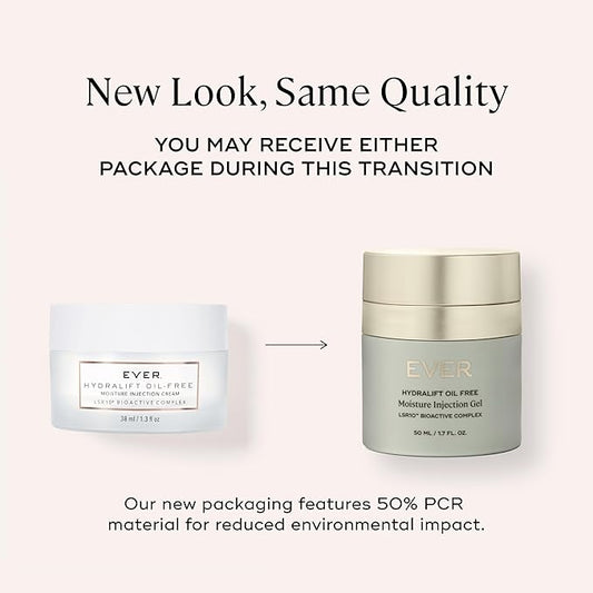 EVER Oil-Free Face Cream (Oily Skin)- Overnight Renewal Facial Lotion, Instant Face Lift Cream, Smooths Fine Lines, Restores Skin Elasticity, Packed with Hyaluronic Acid, Bakuchiol, and Peptides