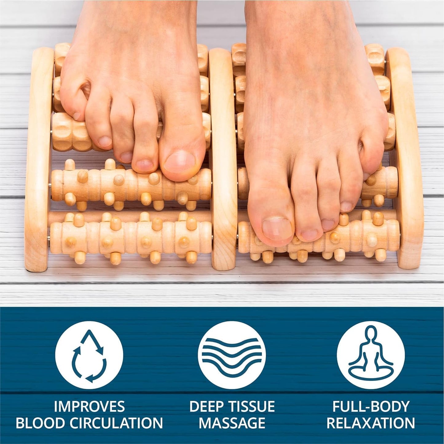 TheraFlow Wooden Foot Massager for Plantar Fasciitis Relief | Feet Roller for Neuropathy and Deep Tissue Massage | Relaxing Gifts for Mom and Dad, XL Dual Reflexology and Trigger Point Therapy