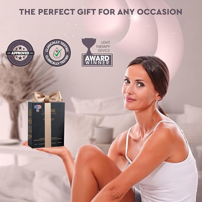 GLO24K Red Light Beauty Device for Face & Neck – 2-Pack, 3-in-1 Facial and Neck Massager with Triple LED & Vibration Technology