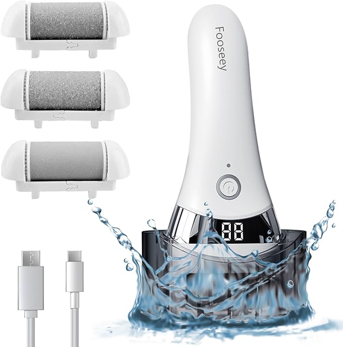 Upgraded Electric Foot Callues Remover, Portable Electric Foot Files with 3 Heads, Rechargeable Feet File for Foot Care, Waterproof Deadskin Remover, Pedicure Tool for Dry and Crack Feet