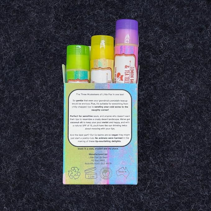 Mix Pack. Lemon Balm Organic Lip Balm for Cold Sores, 100% Plant Based, 3 x 0.16 Ounces Tubes, Lemon Balm, Lemon Balm & Tea Tree, Lemon Balm & Peppermint