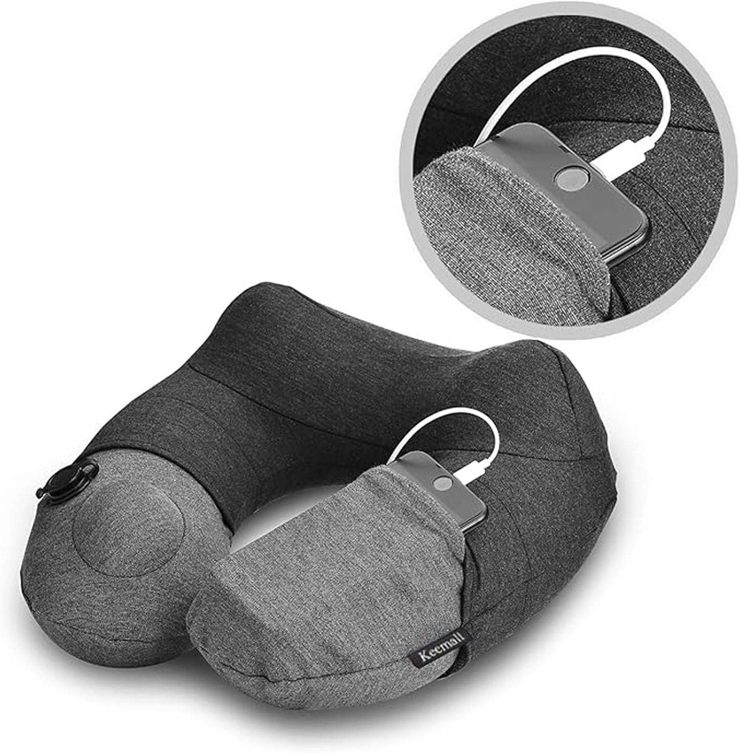 Inflatable Travel Neck Pillow, Best Airplane Neck Pillow for Long Flight Sleeping,Soft 100% Cotton Travel Pillow for Plane Head Rest, Portable Traveling Essentials