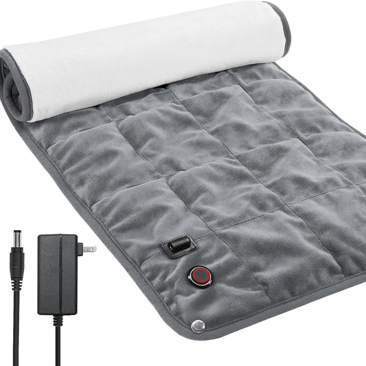 OKK Weighted Heating Pad, 12V Heating Pad for Back Pain Relief, 33"x17" Extra Large Full Body Portable Weighted Heated Pad for Cramps Neck Shoulder, 2lb, 3 Heat Settings, 3 Hours Auto Off Heat Pad