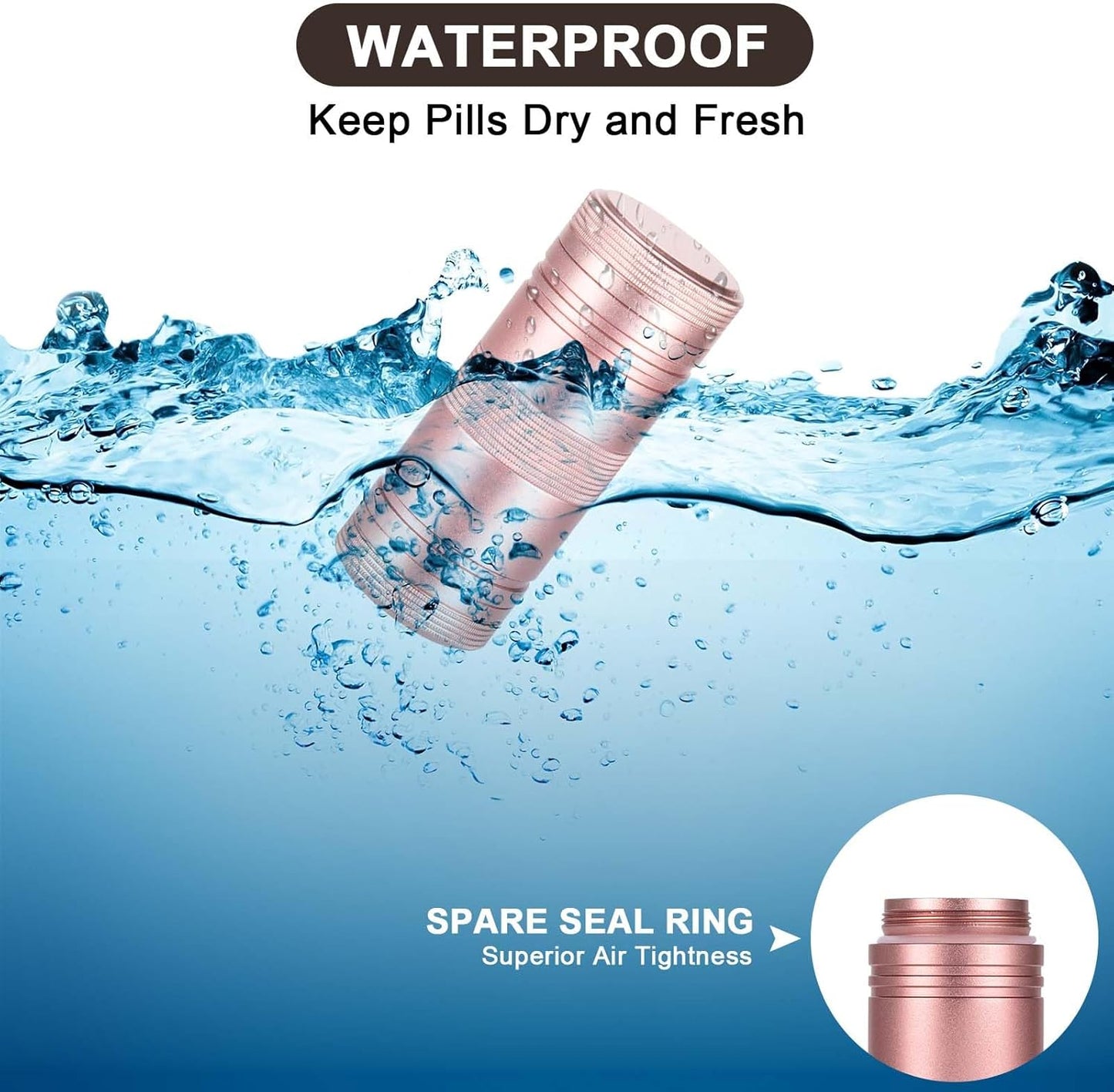 Small Pill Box Metal Pill Case - Portable Waterproof Pill Container for Pocket Purse, Travel Daily Pill Holder, Medicine Organizer for Vitamin/Fish Oil/Supplements Pink 1 Pack