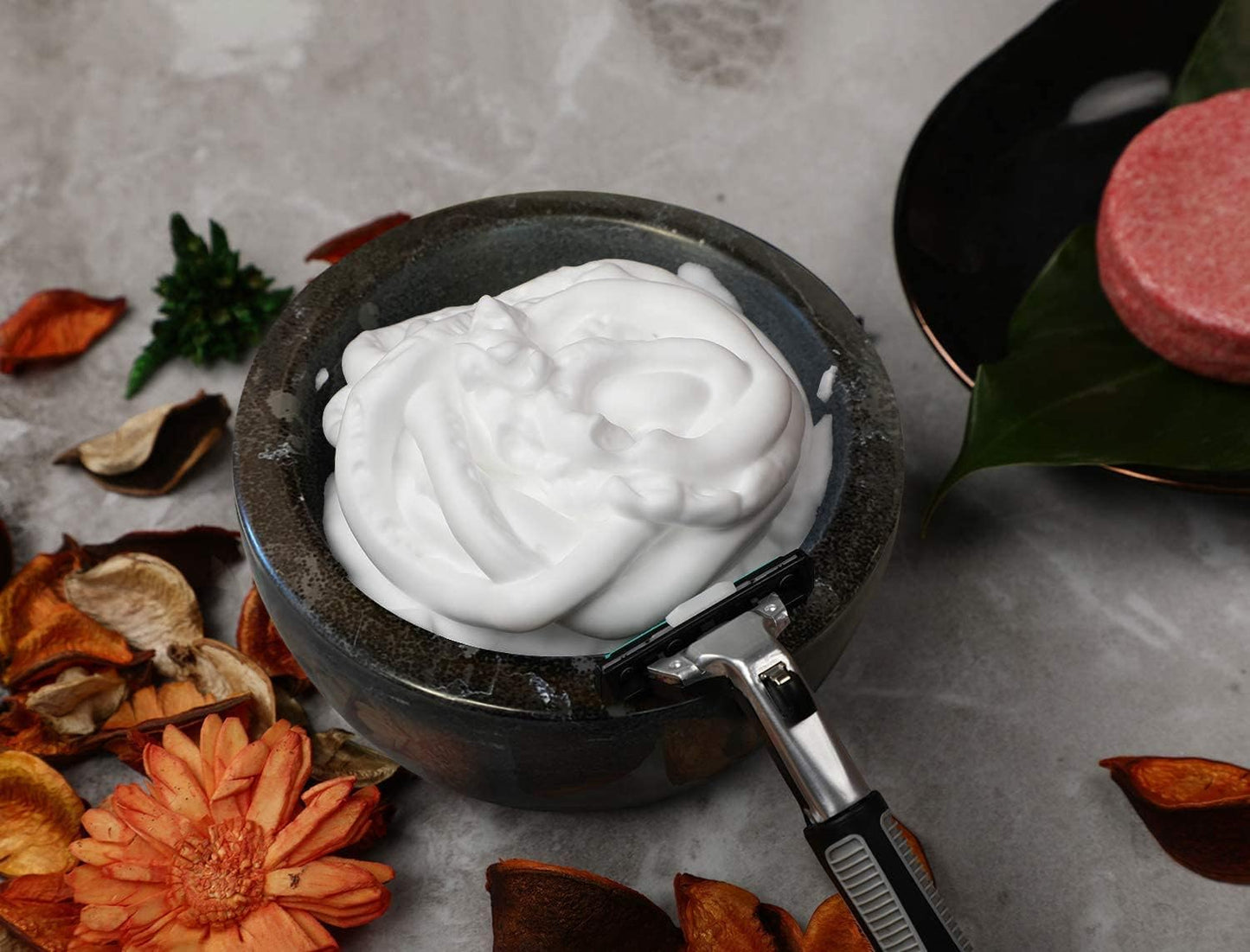 ShayVe Shaving Bowl for Shaving Soap & Cream — Marble Shave Bowl For Shaving Soap & Cream — Exquisite Heat Insulated Wet Shaving Kit Addition (Brown)