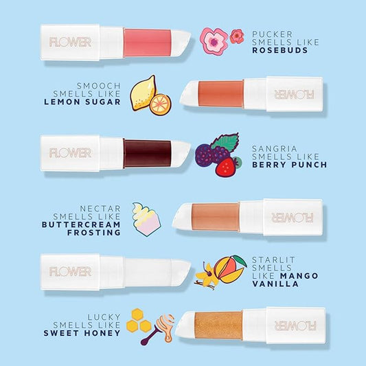 FLOWER BEAUTY By Drew Barrymore Petal Pout Lip Mask - Hydrating + Moisturizes Lips - Mango + Cocoa Butter - Lip Tint - Natural Color + Semi-Glossy Finish (Nectar)