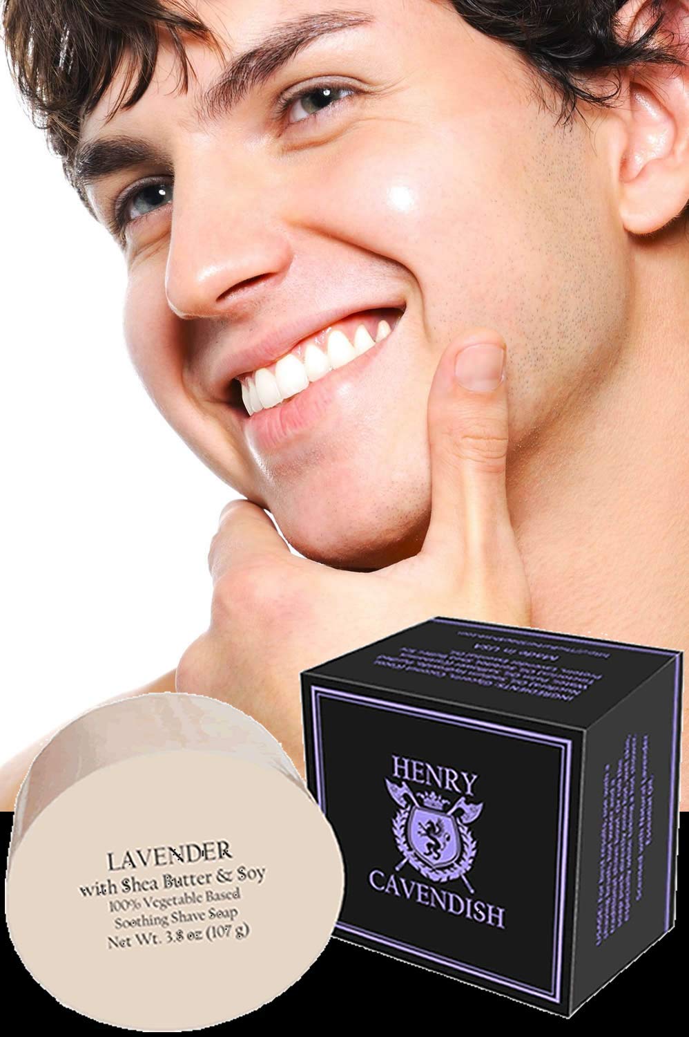 Henry Cavendish Lavender Shaving Soap with Shea Butter & Coconut Oil. Long Lasting 4 oz Puck Refill. Mens Shave Soap. All Natural. Rich Lather, Smooth Comfortable Shave. For Ladies and Gentlemen.