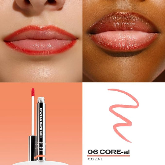 Sacheu Lip Liner STAY-N Peel Off Lip Stain — Long Lasting Matte Lip Tattoo Transfer Proof Lipstain Infused with Hyaluronic Acid & Vitamin E for All Skin Types — Vegan & Cruelty-Free, COREal