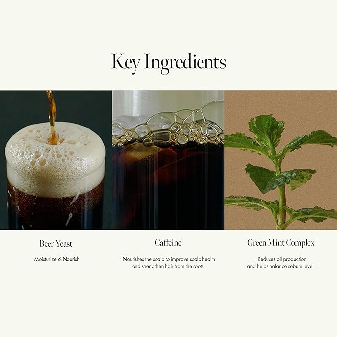 Dark Beer Biome Shampoo - Vegan Anti-Hair Loss Sclap Care with Caffeine & Green Mint Complex for Thicker Stronger Hair- Deep Cleansing, Oil Control & Cooling Effect, Sulfate-Free 500 ml / 16.9 fl oz