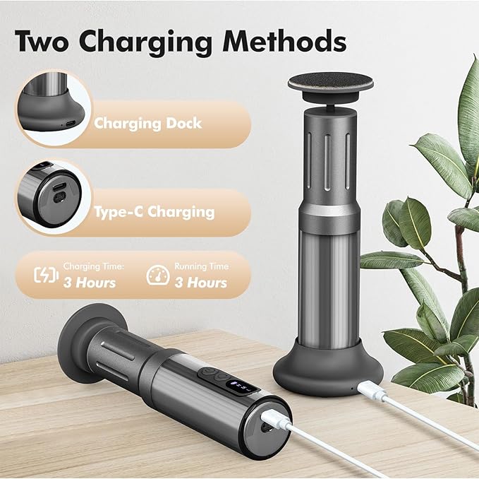 Electric Foot Callus Remover Cordless Electric Foot Filer Kit with 6Speeds Chagring Dock Callus Remover for Women Men Feet and Nail(Black)