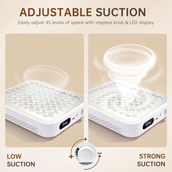 Nail Dust Collector, Rechargeable Dust Collector Nail Tech, Powerful Vacuum Fan Vent Dust Collector Extractor Dust Suction Machine for Acrylic Nails Polishing, Nail Salon&Home