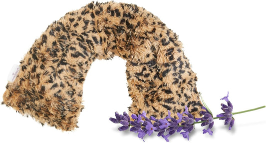 warmies Microwavable Neck & Shoulder Wrap - Heating & Cooling Plush Pad for Calming Relaxation - Weighted & Heated Neck Warmer with Scented Lavender - Microwave Heat Pad for Aches & Pain – Leopard