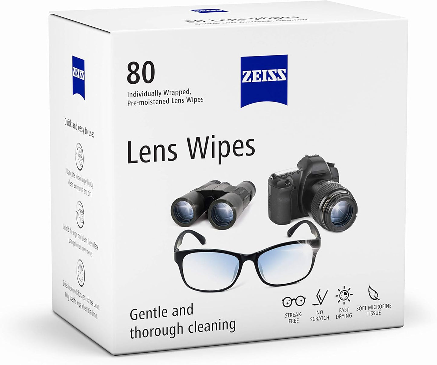 ZEISS Pre-Moistened Lens Cleaning Wipes, 80 Count