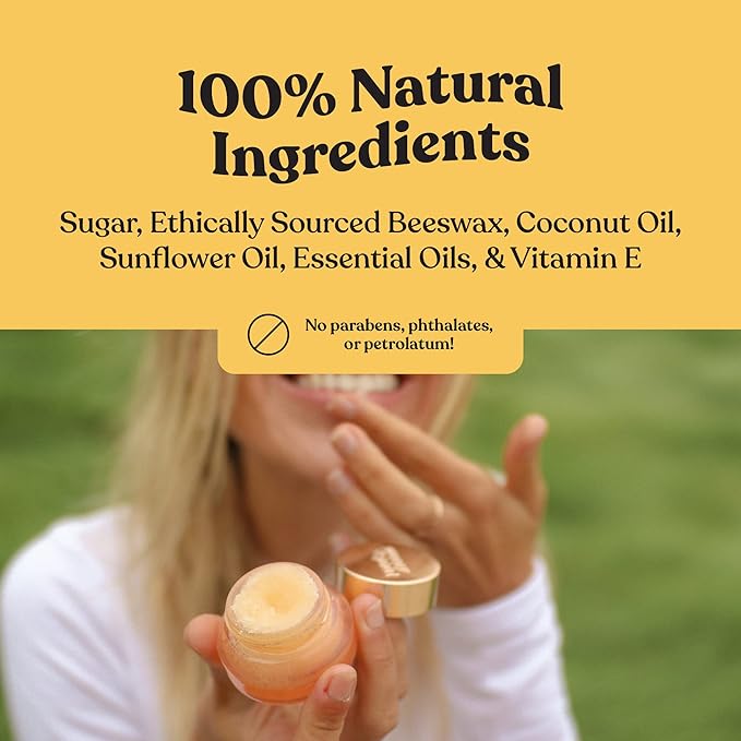 Poppy & Pout Natural Lip Scrub, Moisturizing Sugar Scrub for Dry Lips, Lip Scrubber Exfoliator with Essential Oils Smooths and Hydrates Lips, In Recyclable Glass Jars, Cruelty Free - Sweet Mint