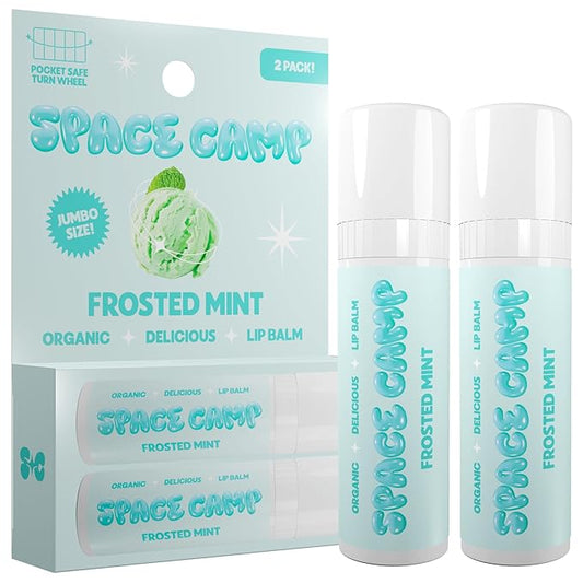 Wellness Jumbo Lip Balm - Frosted Mint Organic Flavored Balm (2 Pack)