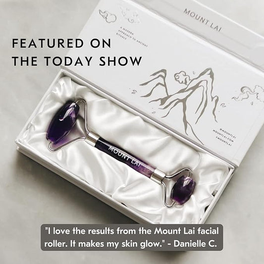 Mount Lai De-Puffing Amethyst Face Roller – The Stone of Tranquility, Facial Massager to Soothe, Calm & De-Puff Sensitive Skin, A Self-Care Ritual for Radiance
