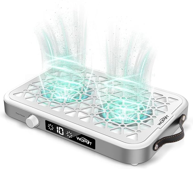 Professional Nail Dust Collector, 1600PA Portable, 10 Speeds, Disposable Filter Papers (30 Pcs), Matte White, Modern, Lightweight, Nail Vacuum for Home & Salon-White