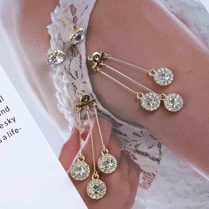 Vintage Crystal Chandelier Drop Earrings Rhinestone Ball Dangle Earrings Gold Rhinestone Stud Earrings Sparkle Bridal Chandelier Earrings Jewelry for Women