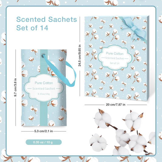 SCENTORINI Sachets for Drawers and Closets, Cotton Scented Bags for Long-Lasting, 14 Pack Home Fragrance Sachet for Closet, Drawer, Wardrobe