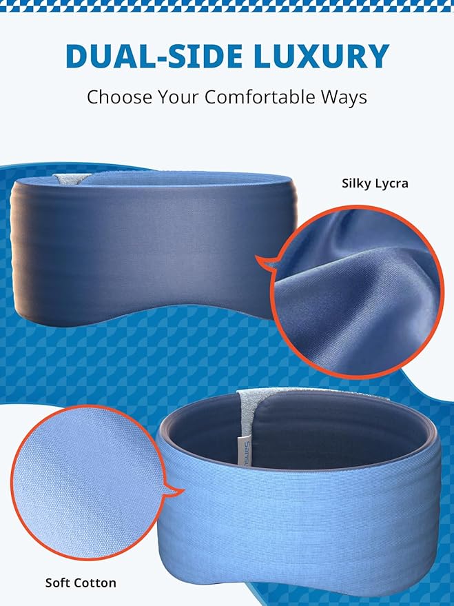 Sleep Mask, Eye Mask for Sleeping, Upgrade Ultra-Soft Blackout Eye Cover for Women Men, Wider Adjustable Strap for Side Sleeper, Travel, Nap, Yoga, Relief Eye, Blue