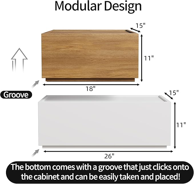 Modern Nightstand Modular Stackable Drawers Modular Storage Bedroom Furniture Set - Bedside Table, Storage Cabinet, Sofa End Table for Bedroom Living Room Hallway Entryway Oak and White