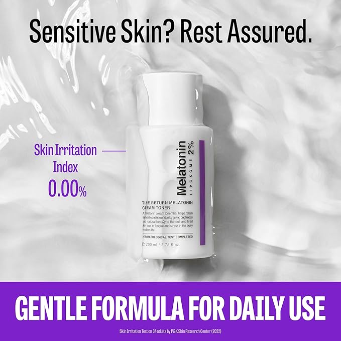 Time Return Melatonin Cream Toner | Highly Moisturizing Facial Toner for Sensitive Skin | Clarifying & Calming Toner for Face | Hydrating Toner for Face | Toner Cream Skin Toner (6.76 fl oz)