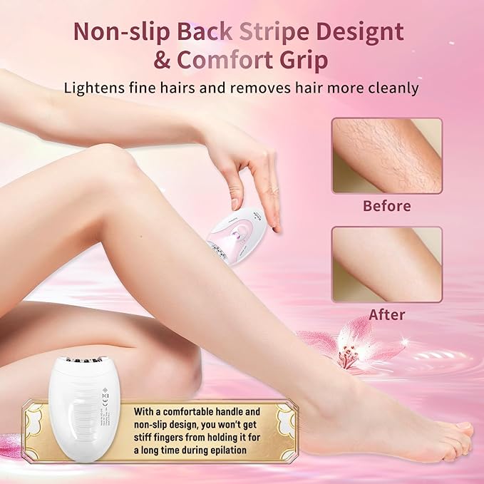 Smooth Glide Epilators Hair Removal for Women, 2 Speed Hair Removal Device with LED Light, Portable Rechargeable Face Epilator, Epilator for Women Face, Bikini, Arm, Legs, Armpits