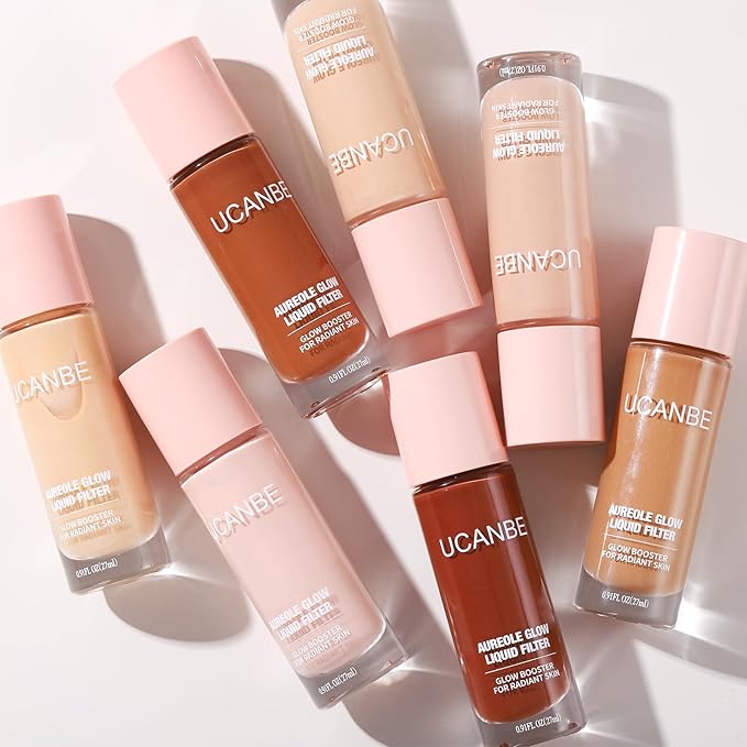 UCANBE Halo Glow Liquid Filter, Face Complexion Booster For Radiant Skin All Day Longwear, Soft-Focus Look Sodium Hyaluronate Vegan & Cruelty-Free - 0.91OZ Light Tan