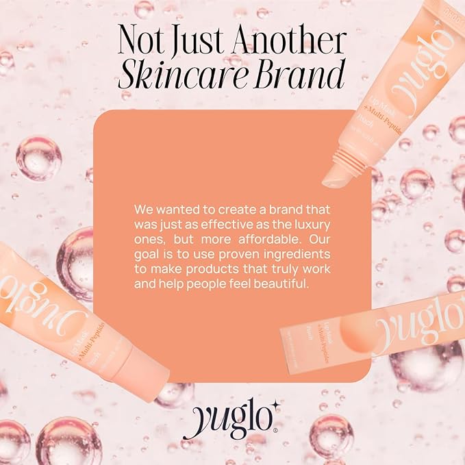 YUGLO Lip Sleeping Mask with Multi-Peptides | Peach Flavor | Hydrating & Plumping Lip Treatment for  Dry, Chapped Lips | Nourishes & Moisturizes | Overnight Lip Repair