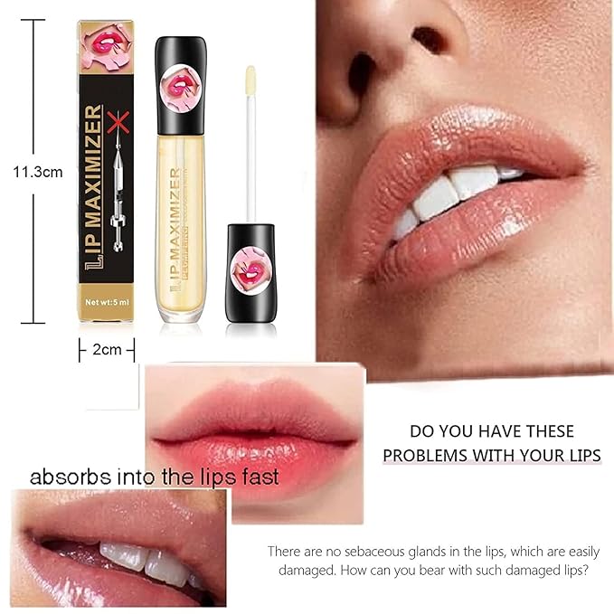 Vitamin E Lip Plumping Serum, Lip Hyaluronic Lip Plumper, Lip Plumping Serum Instant Lip Balm for Moisturize, Eliminate Dryness Wrinkles Enhances Plump Gloss (2PC)